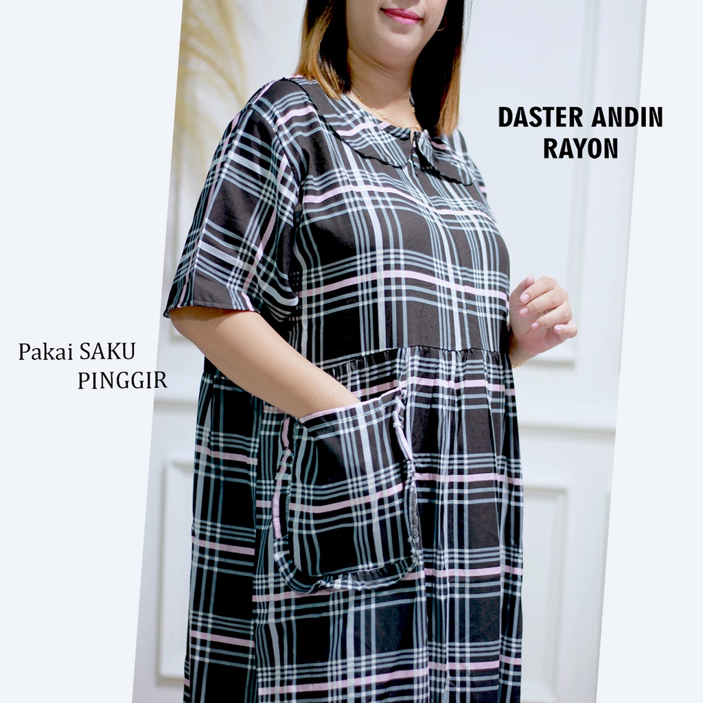 Home Dress Andin Rayon Motif Kekinian Leher Kerah