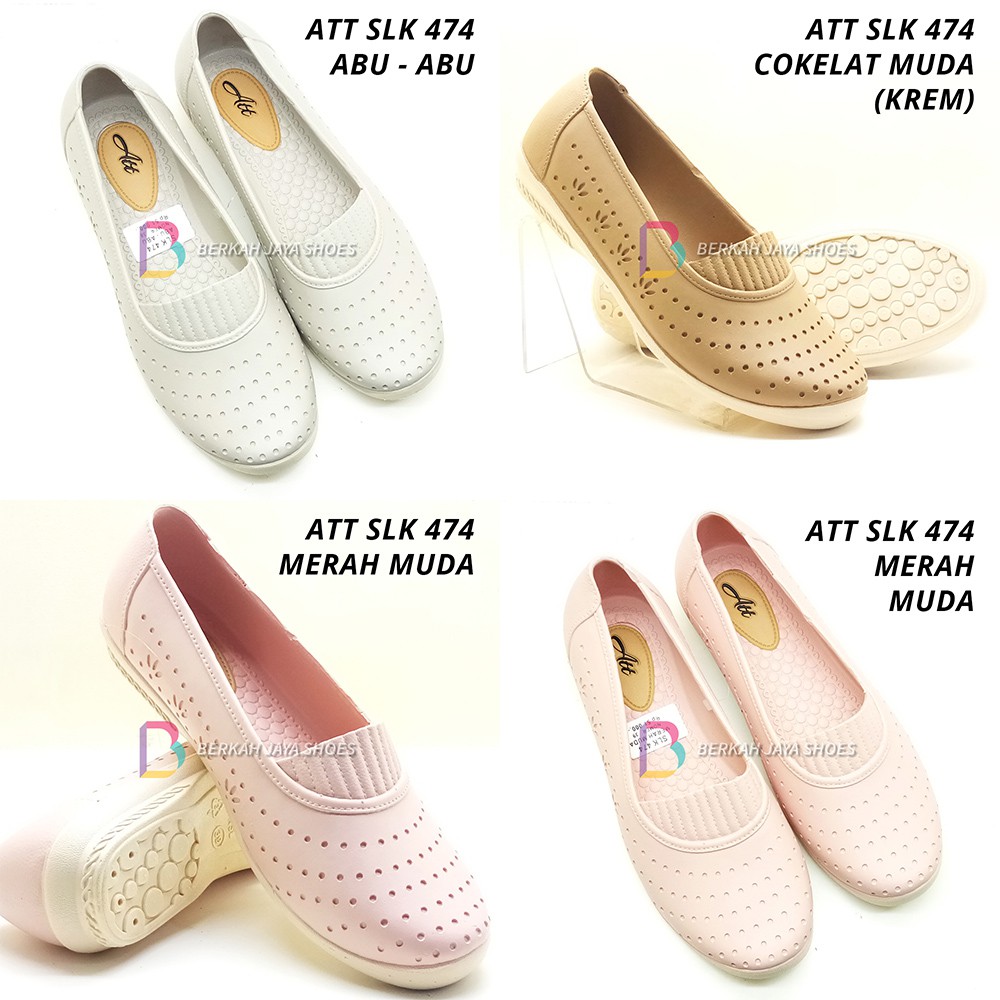 Sepatu Karet Wanita - Sepatu Flat Shoes Karet Wanita ATT SLK 474 Varian Warna - Anti Air &amp; Anti Slip