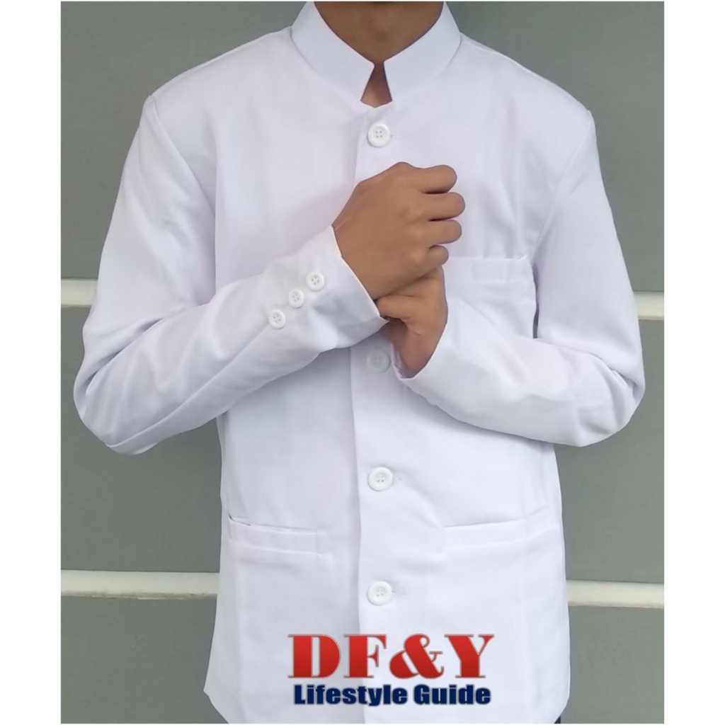 Daniera Jas Blazer Pria Gakuran Putih Original DF&Y /Jas Blazer Kerja Kantor Formal / Jas Style Kore