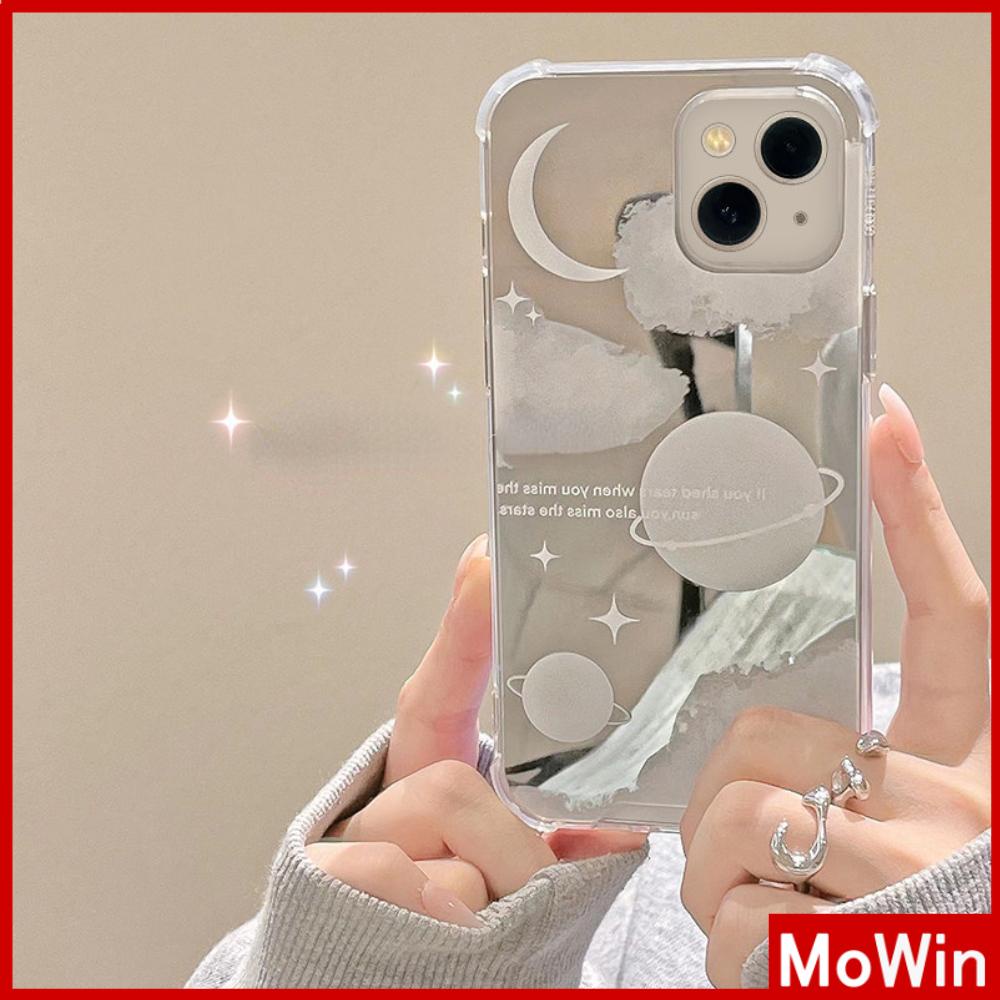 iPhone Case Acrylic Reflective Mirror Airbag Shockproof Protection Camera Moon Planet Compatible with iPhone 11 iPhone 13 Pro Max iPhone 12 Pro Max iPhone 7 Plus iPhone xr