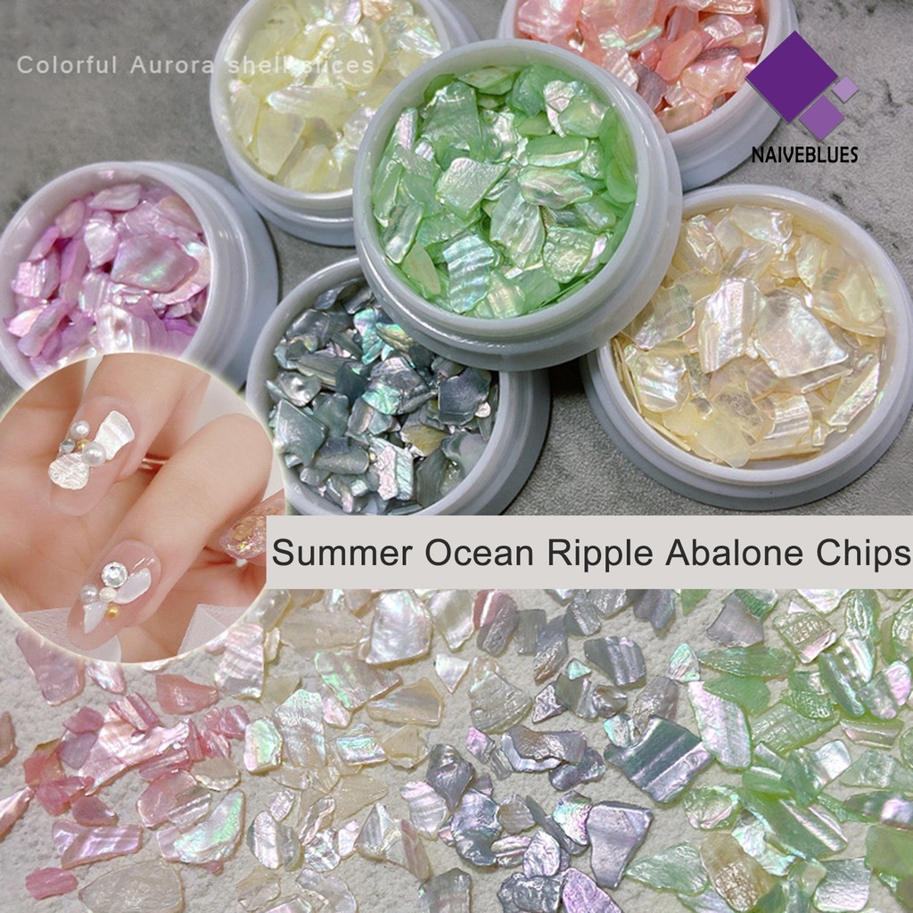 Naiveblue Ornamen Kerang Abalone Sequin Asimetris 3D Aksesoris Nail Art DIY