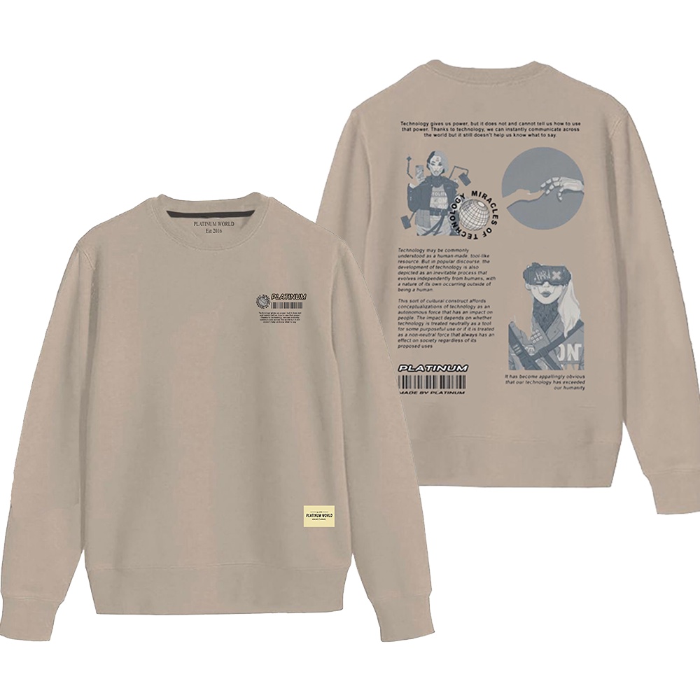 PLATINUM WORLD Sweatshirt Crewneck HARA CREAMPlatinum // Font Metal // Ootd Indie Premium Quality