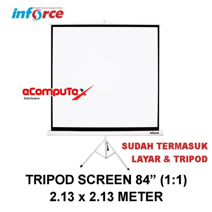 LAYAR PROYEKTOR INFORCE 84” / TRIPOD SCREEN PROJECTOR 84 INCH 1:1