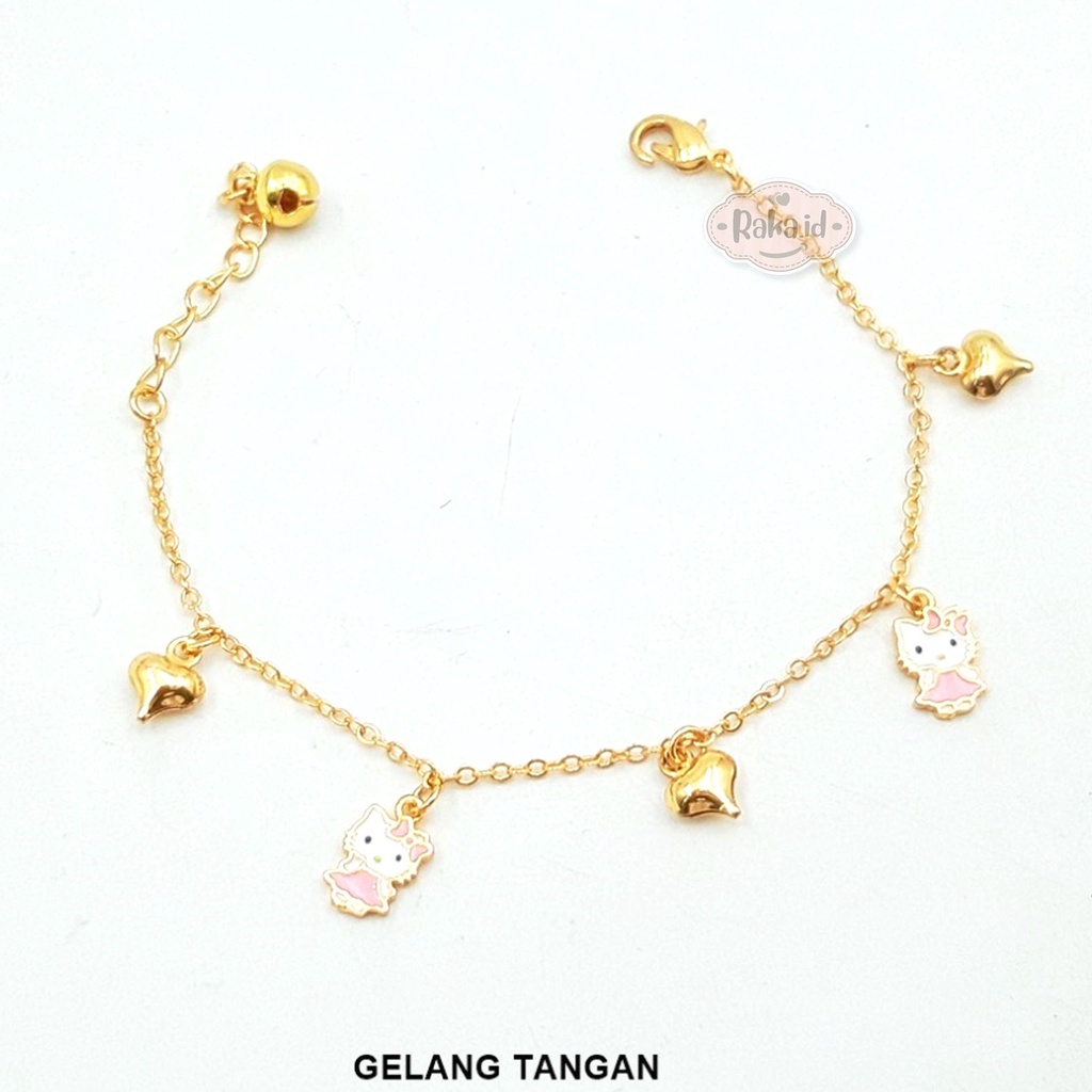 Gelang Tangan Rantai Anak Motif Hello Kitty Gaun Pink Perhiasan Anak 851