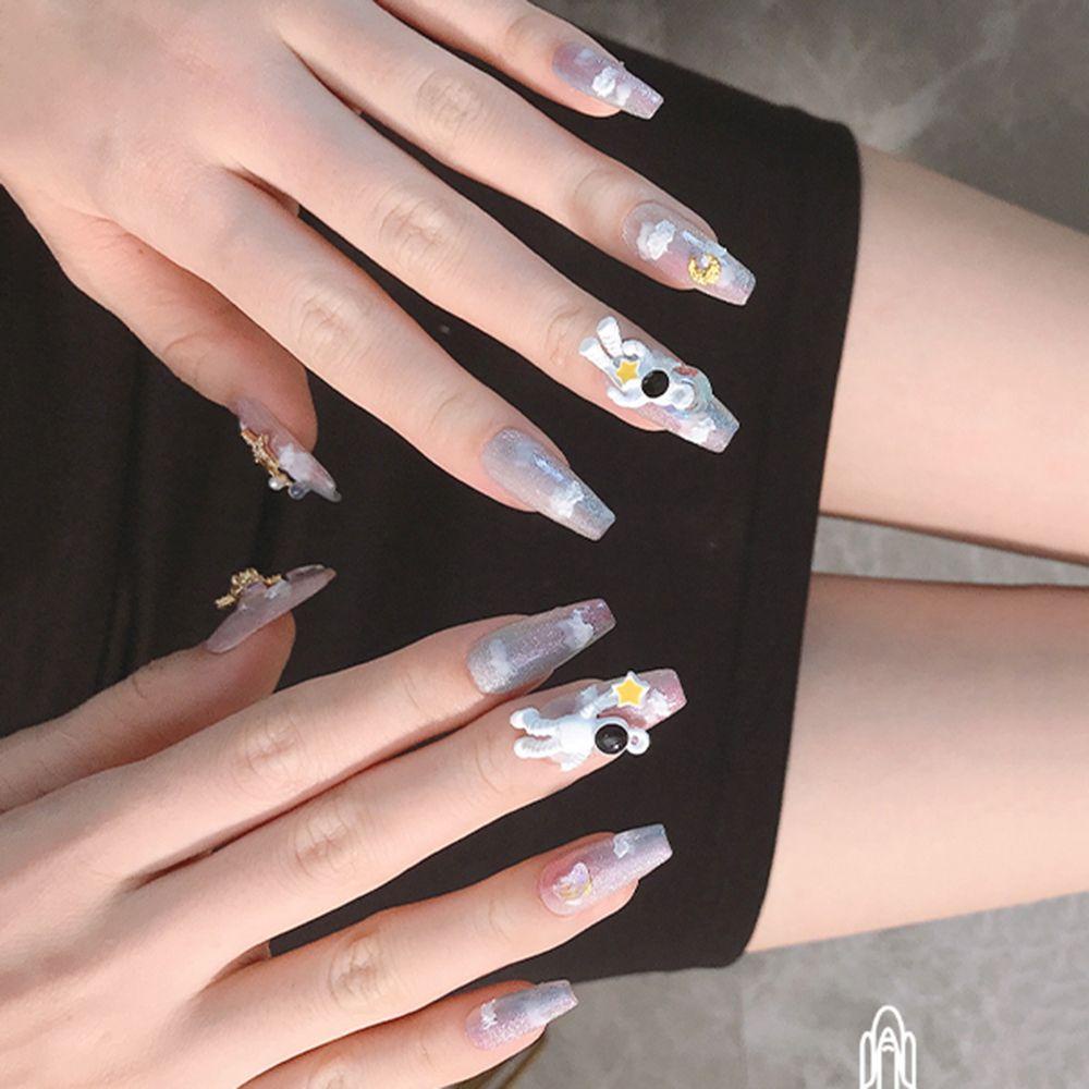 MXBEAUTY Astronot Nail Art Perhiasan INS-style Kreatif Kartun DIY Hiasan Nail Art