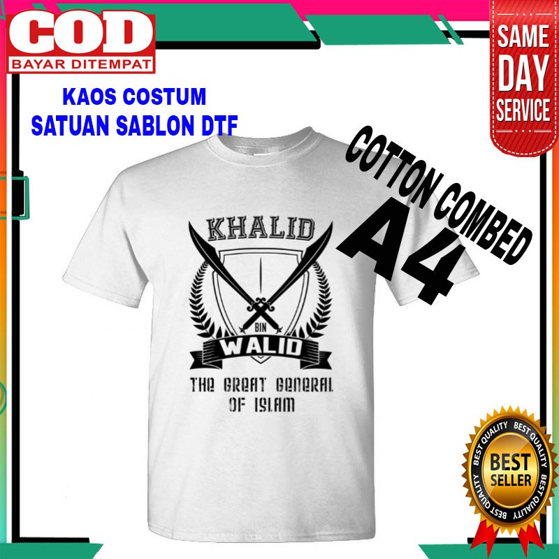 SABLON KAOS SATUAN PRINT DTF KAOS PUTIH A4 / PRINT KAOS SATUAN / CETAK KAOS SATUAN A4