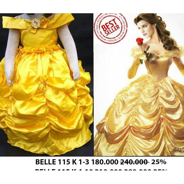 gaun belle /gaun beauty and the beast /kostum belle /kostum pesta anak