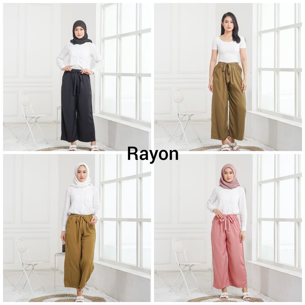 Celana Kulot Rayon Premium Wanita Kulot Premium Loose Cullote Pants Homewear