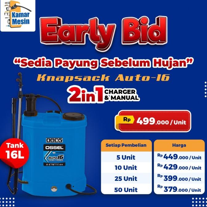 Produk Terbaik] Knapsack Electric Sprayer Tangki Semprot Hama Double Ossel