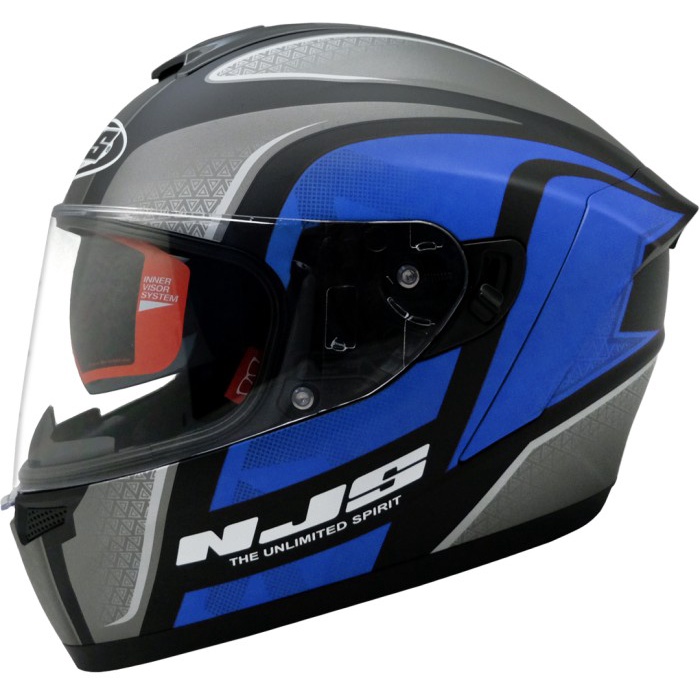 NJS ZX-1 Tricolor Hitam - Biru Gloss/Doff - Helm Fullface