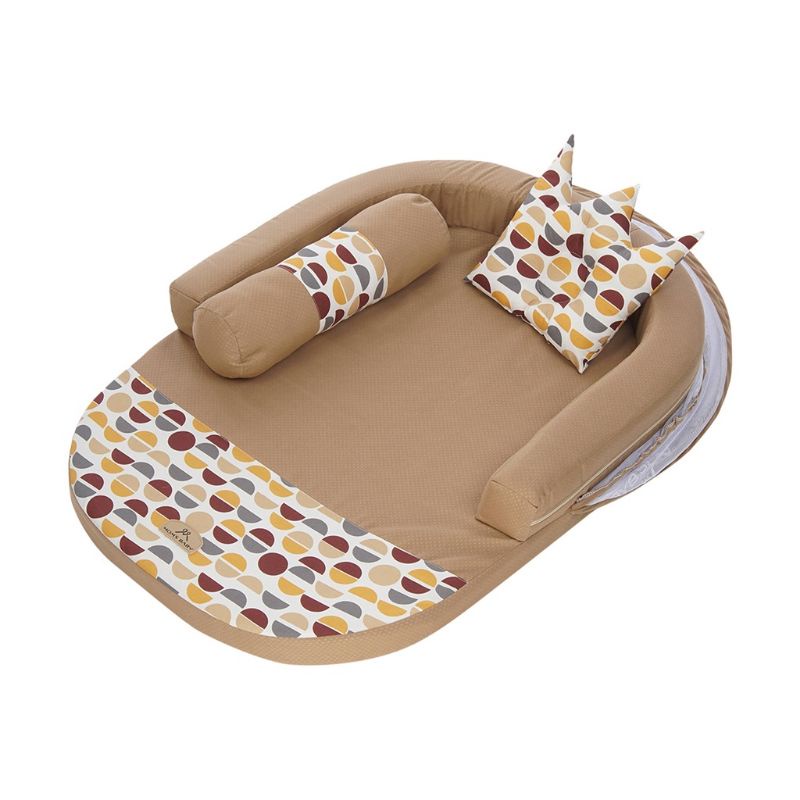 Mom's Baby Kasur Bayi Oval Bumper + Kelambu Vintage Series-Coklat