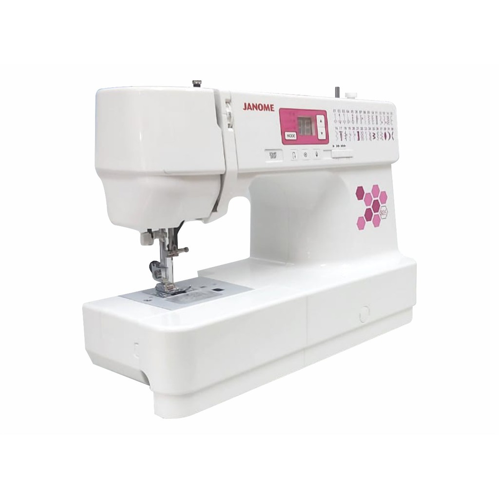 mesin jahit portable merk janome type 805 model komputer terbaru - cover display pink