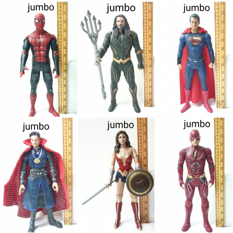 AVENGERS ACTION FIGURE SUPER HERO JUMBO SPIDERMAN SUPERMAN THOR HULK IRON MAN CAPTAIN AMERICA AQUA M