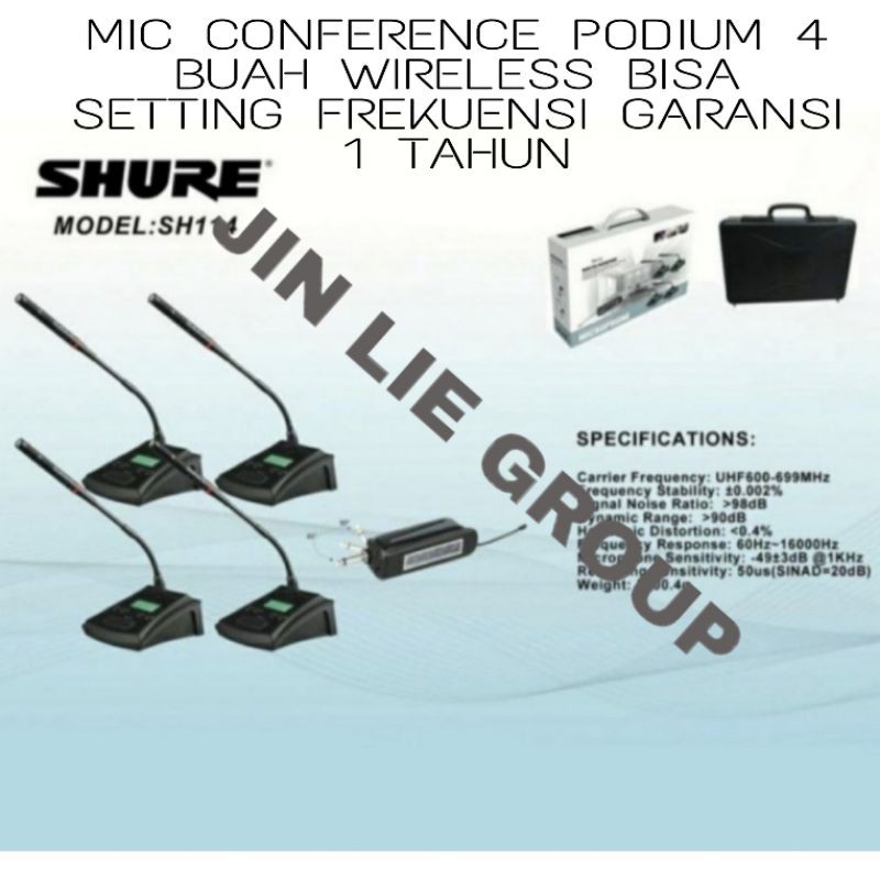 MIC CONFERENCE SHURE 4 CH 4 MIC WIRELESS PODIUM MICROPHONE