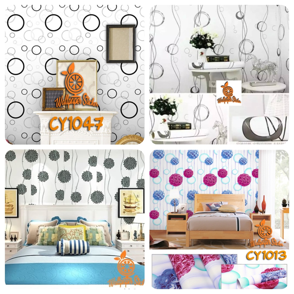 Wallpaper Dinding 3D Polkadot Stiker Dinding Aesthetic Wallpaper Stiker Rumah Kamar Tidur Ruang Tamu 45cm x 8m