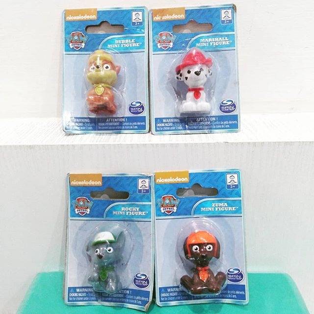 mini figure paw patrol nickelodeon mainan anak bayi figur rocky zuma rubble marshall toys