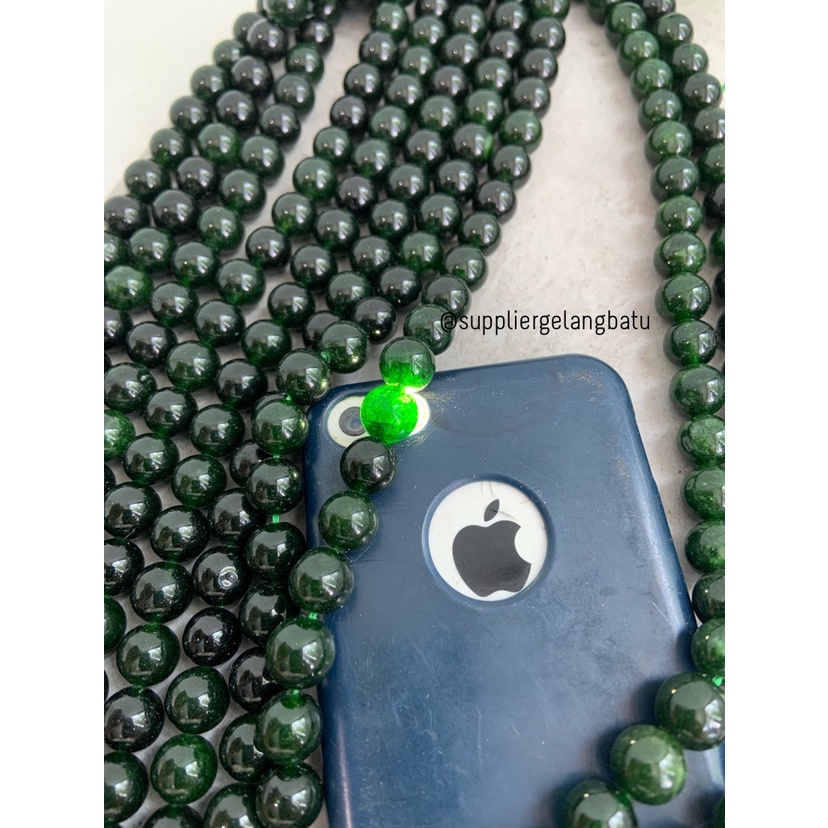 batu black jade aceh serat 10mm renceng kalung gelang akik jade giok bahan kalung gelang kerajinan tangan craft manik