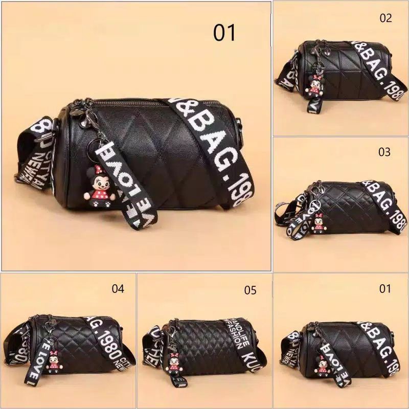 BJ1205 - 01/02/03/04/05 TAS SLEMPANG BULAT TABUNG ROUND BAG MOTIF GARIS TAS WANITA FASHION IMPORT TERMURAH TERLARIS TERBARU BAGSTORE JAKARTA TAS BATAM BQ2419 EL205 LT1164