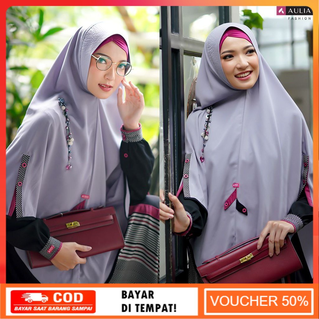 Gamis Syari Terbaru 2021 Set Khimar Set Gamis Sultan 8 Jetblack Aulia Fashion Ori