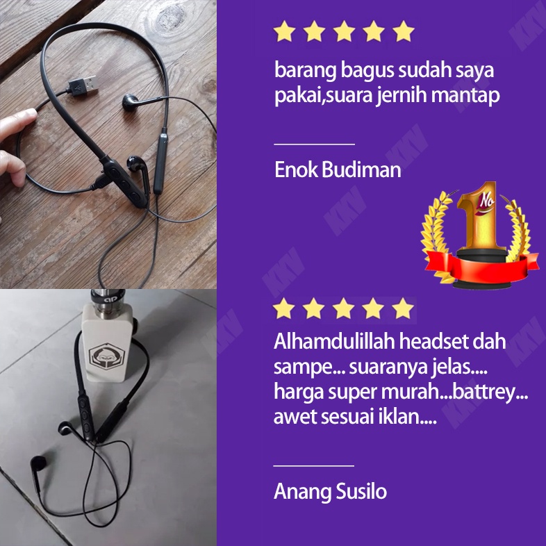 B7 Headset Bluetooth Leher Earphone Nirkabel Earphone Olahraga Stereo Earbud untuk Xiaomi Huawei Samsung Oppo Vivo Sony