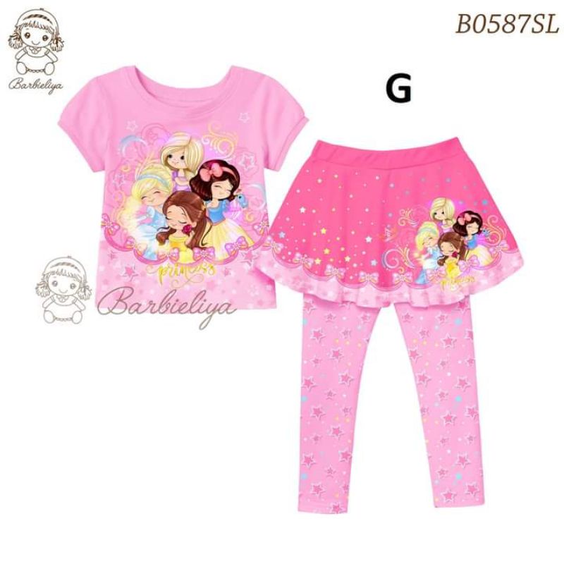 BL41 BAJU ANAK + LEGGING ROK bahan katun