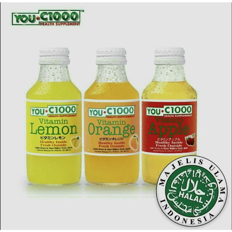 Jual You C 1000 Lemon Orange Apple 140 Ml Uc 1000 Minuman Vitamin U C 1000 Botol Kaca Vitamin C Murah Harga Promo Shopee Indonesia