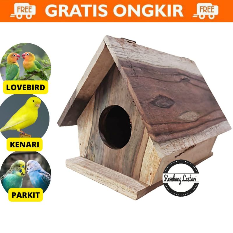 GLODOK RUMAH SEGITIGA PINTU ATAS KAYU GLODOK PARKIT LOVEBIRD SARANG TELUR BURUNG