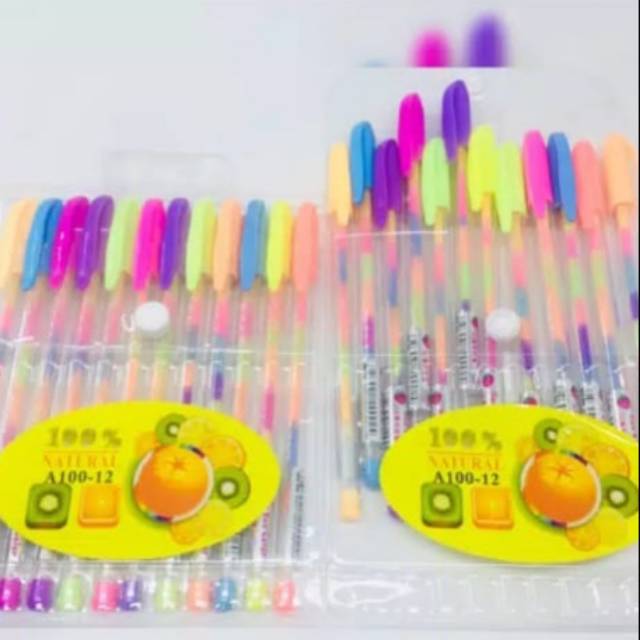 

Bolpen pelangi/ rainbow gel pen unik warna warni
