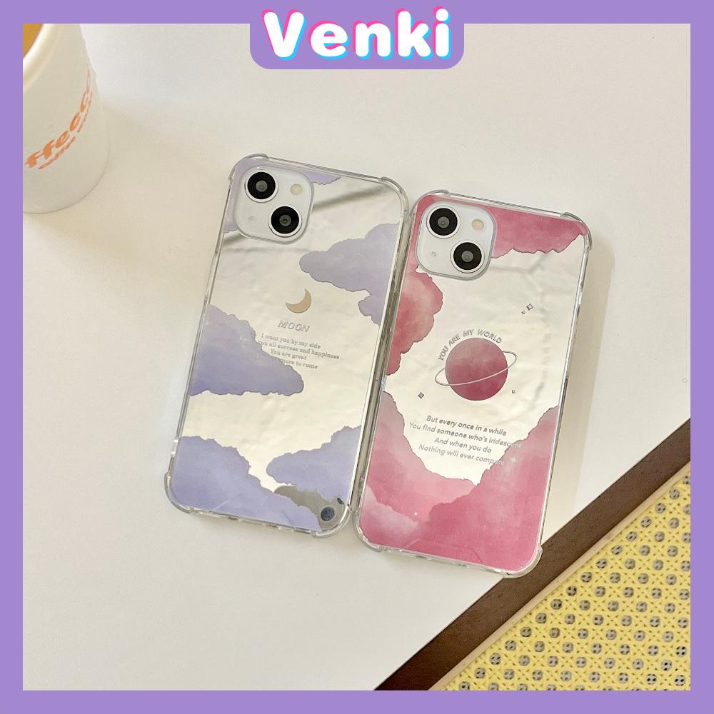 iPhone Case Acrylic HD Makeup Mirror Airbag Shockproof Protection Camera Pink Planet Moon Cloud Compatible For iPhone 11 iPhone 13 Pro Max iPhone 12 Pro Max iPhone 7 Plus iPhone xr