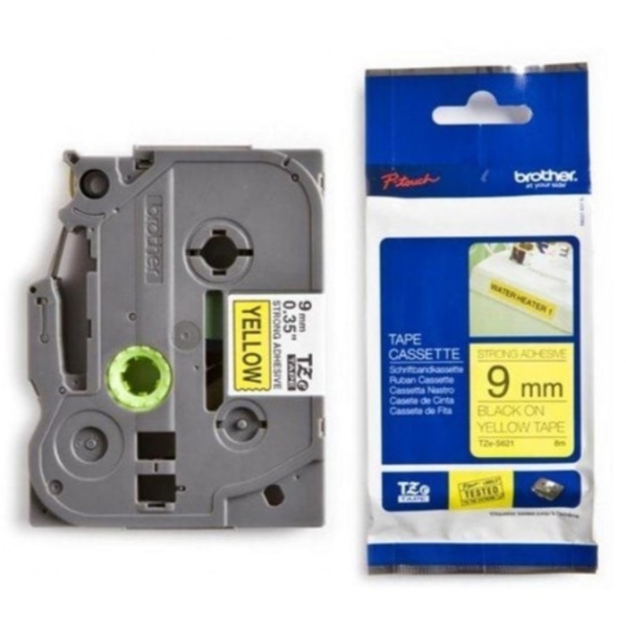 Brother Ptouch Label Tape TZe-S621 9mm Strong Black on Yellow Resmi