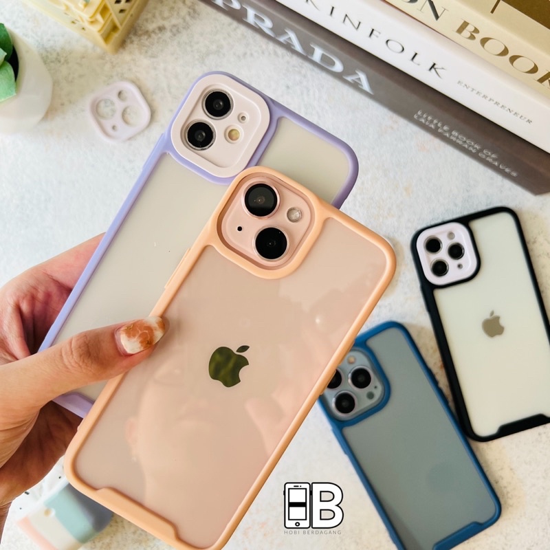 Case Two Tone Pelindung Lensa Kamera Transparan Anti Kotor Tahan Banting Case Iphone X XR XS 11 12 13 Pro Max