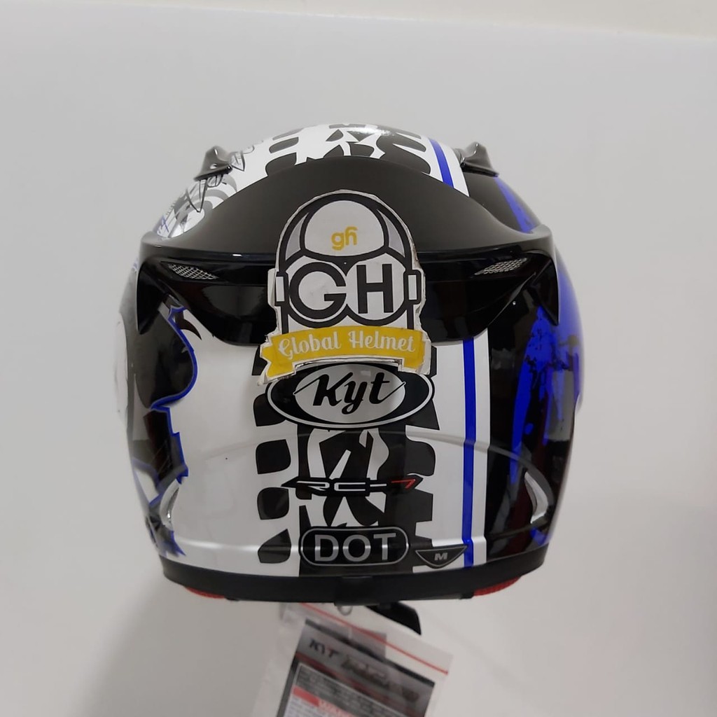 HELM FULL FACE KYT RC7 RC 7 RC SEVEN MOTIF #13 WHITE BLUE