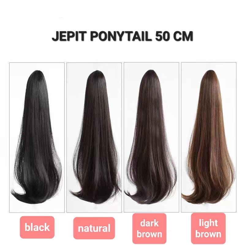 JEPIT RAMBUT PONYTAIL 50 CM KUNCIRAN RAMBUT PALSU WIG KOREA IMPORT HAIRCLIP HAIR EXTENSION