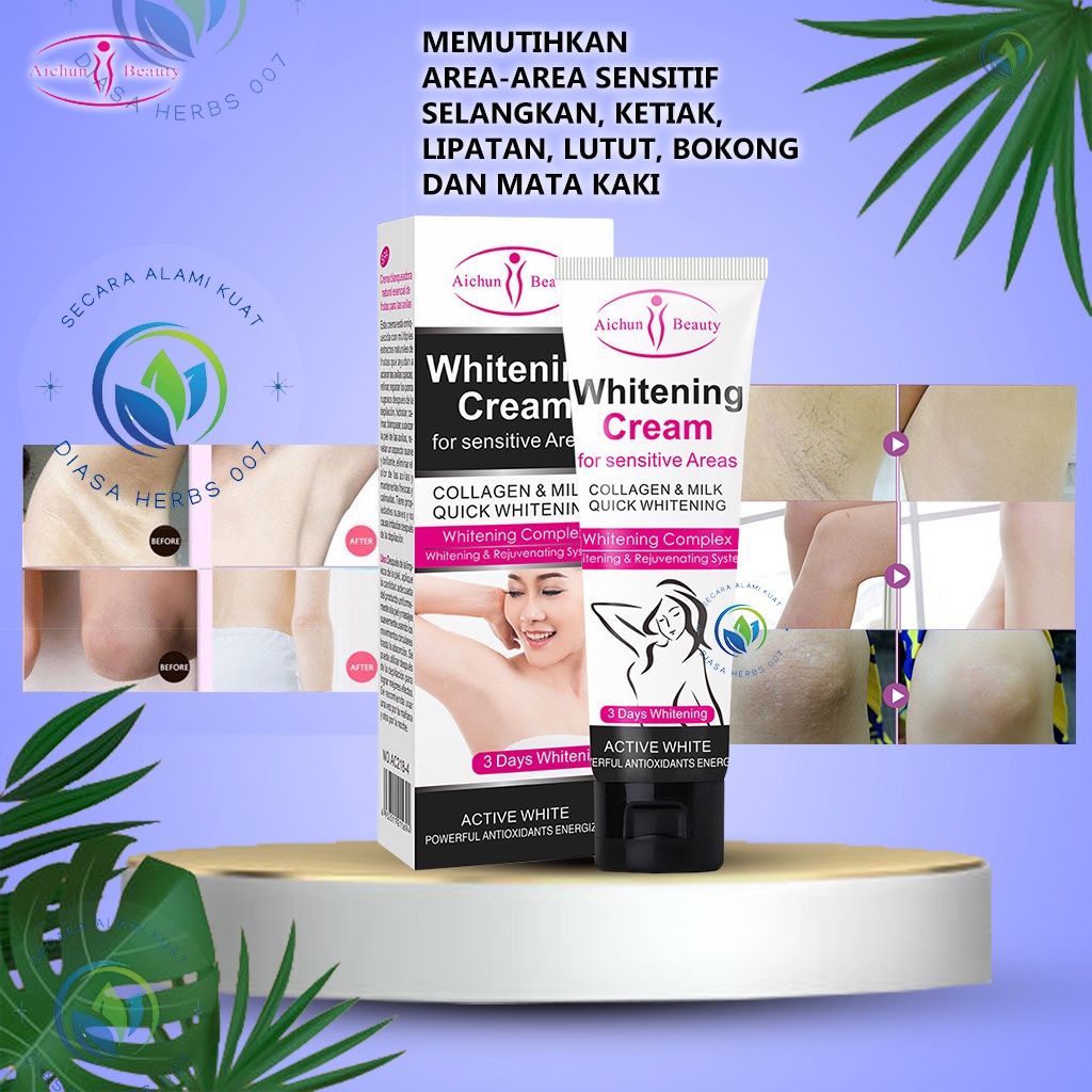 Aichun Underarm Whitening Cream 3 days Pemutih Cepat untuk area selangkangan ketek sikut dengkul bokong dan area sensitiv lainnya