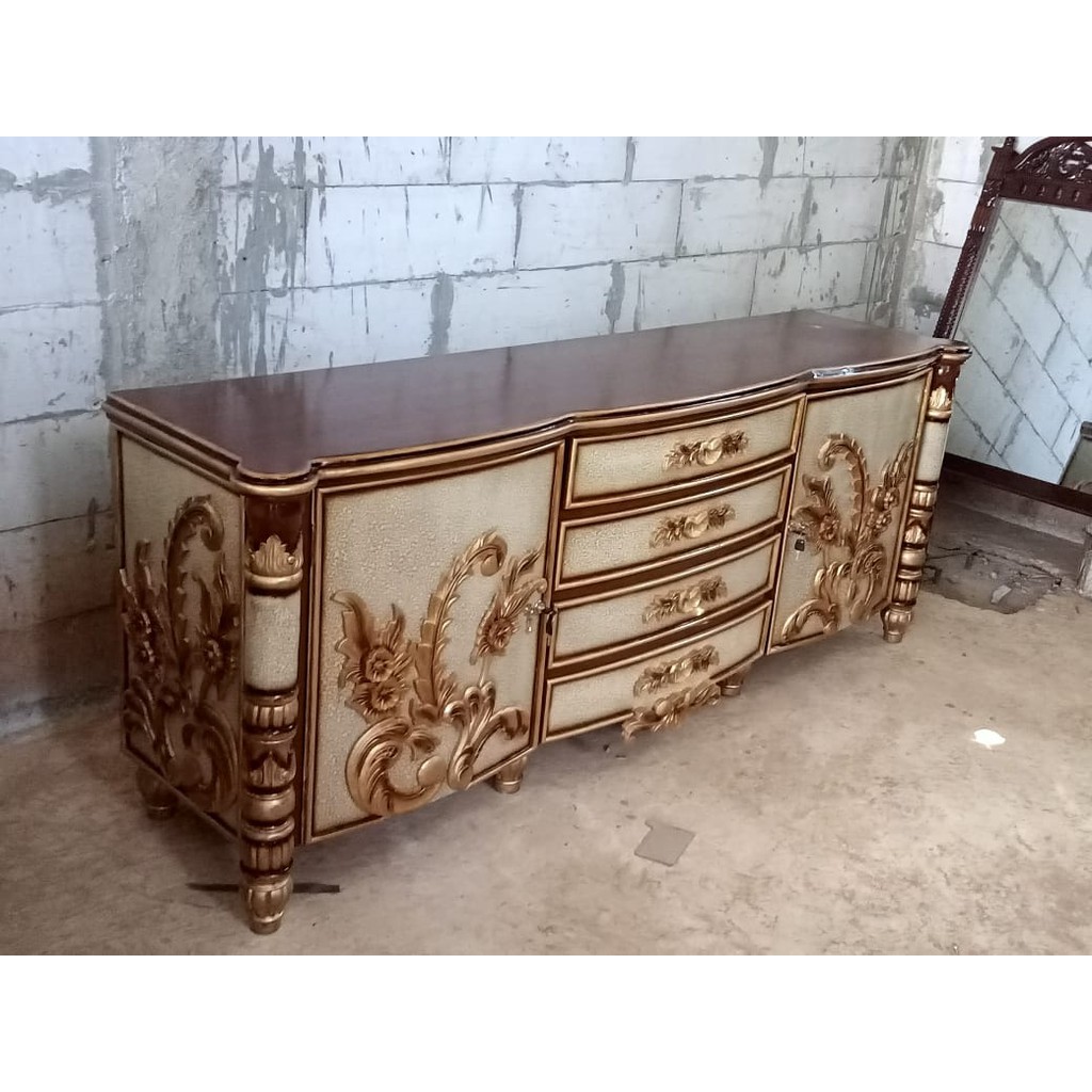 Bufet TV Minimalis Ukir jepara/Meja Tv Kayu Jati/Rak Tv Minimalis