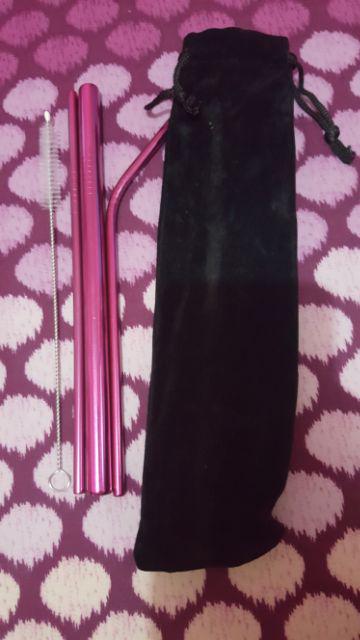 Readystock !!! Sedotan Stainless Straw 1set 5 Pcs Pink Termurah New Normal