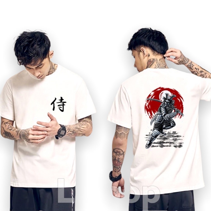 Lilipop Kaos Pria Samurai japan Baju Distro Basic Lengan Pendek Tshirt Kasual C