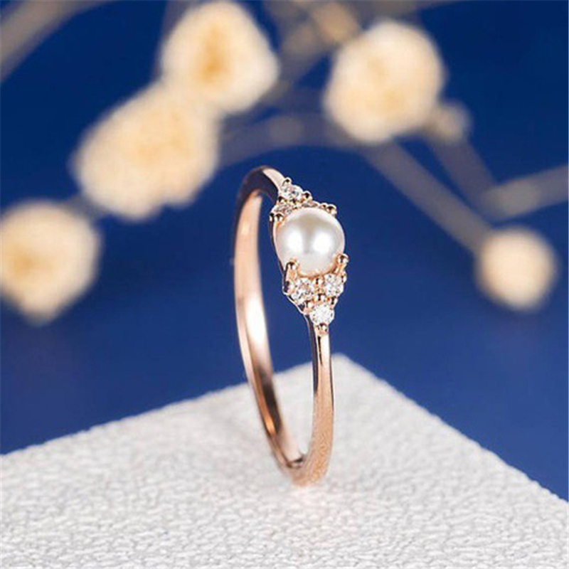 Cincin Rose Gold 18k Dengan Mutiara Untuk Wanita