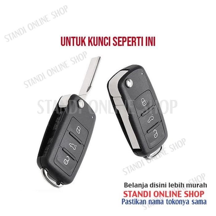 Cover Flip Key Sarung Kunci VW Polo Golf Tiguan Carbon Hitam