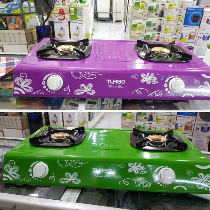 Kompor Gas Turbo Gs2077, Kompor Gas 2 Tungku, Hijau Ungu - Terbaik 
