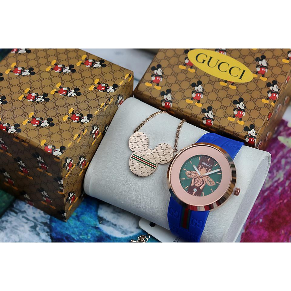 COD - JAM TANGAN FASHION WANITA GUCCI1206UI + KALUNG TALI RUBBER FREE BOX & BATERAI