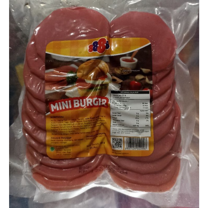 

888 Mini Beef Burger 300gram isi 20pcs #BundaFrozenIndramayu