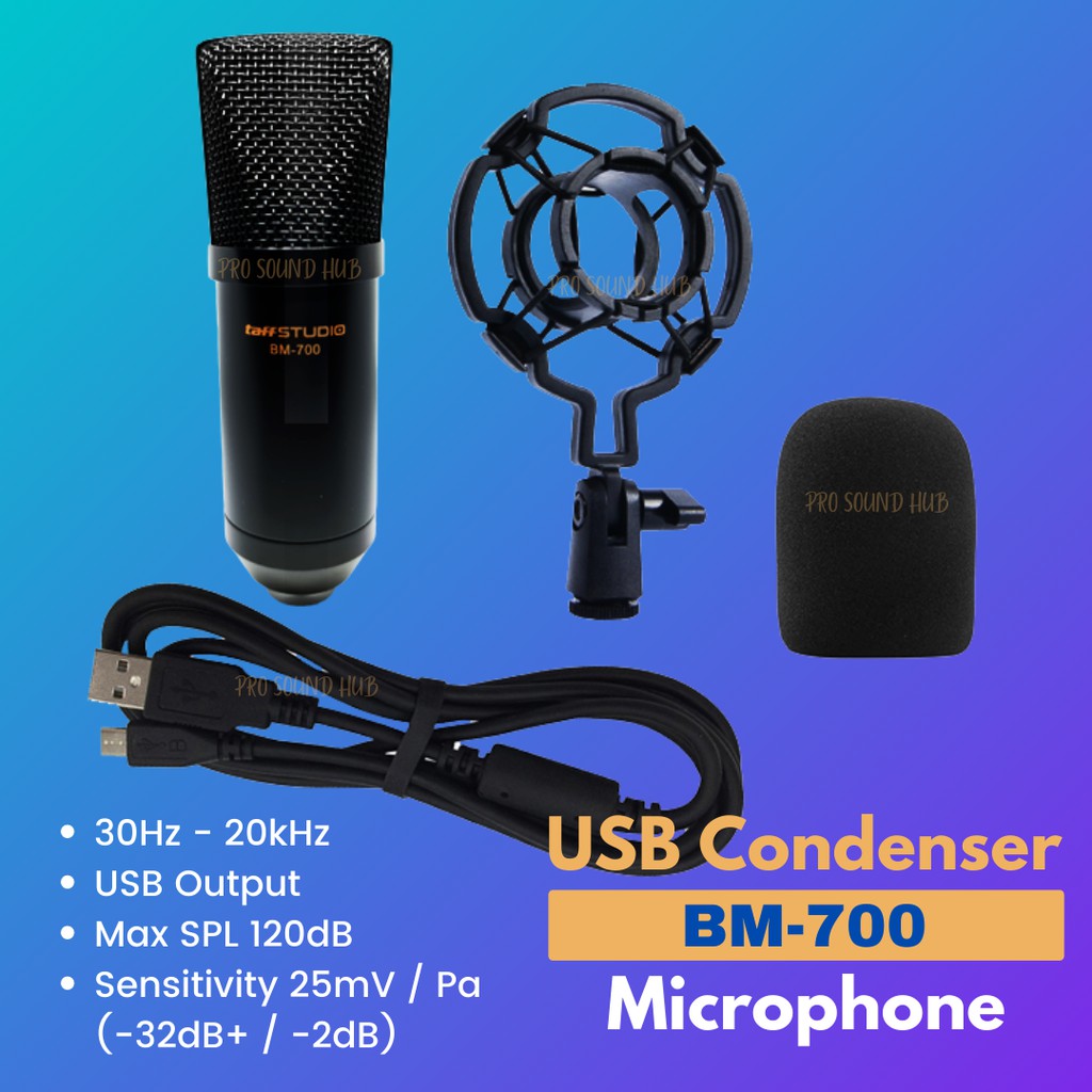 Mic BM700 BM 700 Microphone USB Condenser Recording Laptop PC Komputer