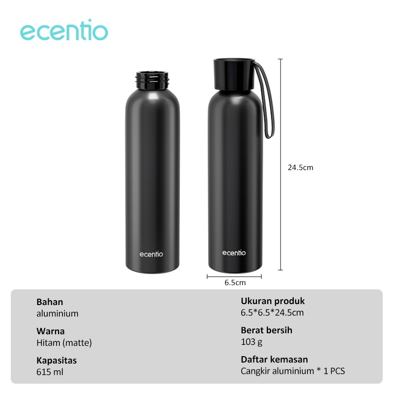 ecentio botol minum tumbler minum botol air aluminum portabel bottle anti tumpah bpa free sepeda