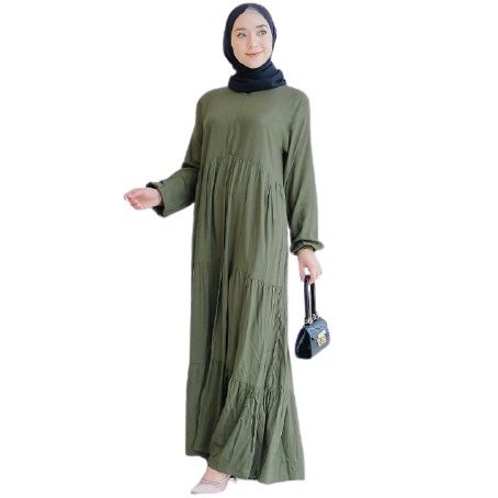 Felisya Midi Dres Wanita Muslim Remaja Busui Jumbo polos bahan rayon uniqlo BEST SELLER BANGET!!!