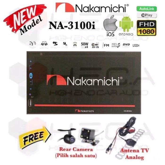 Nakamichi NA-3100i AutoLink Tape Mobil TV Head Unit Double Din + Cam Murah