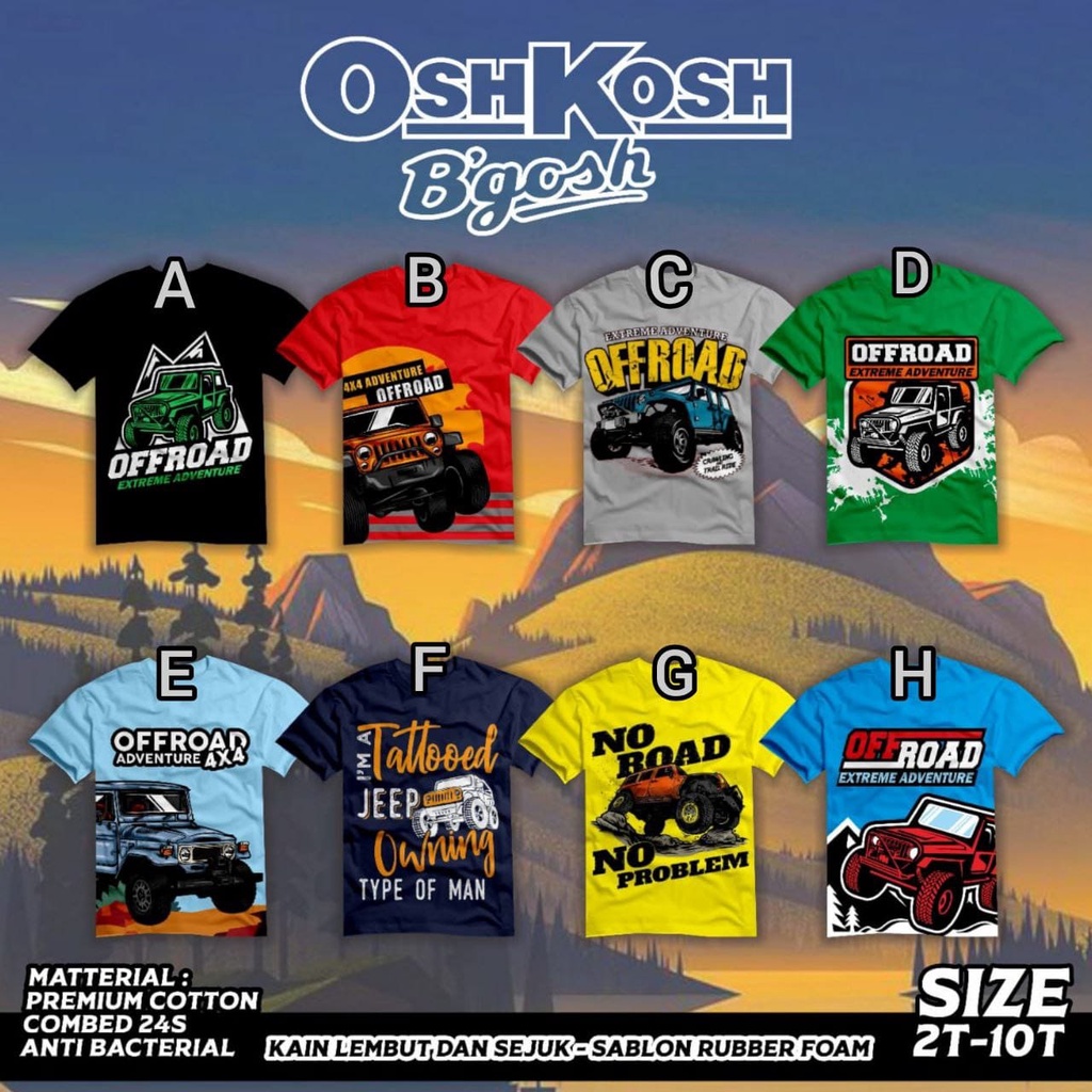 Kaos Anak Laki laki size 2-10th B'gosh offroad series by oshkosh