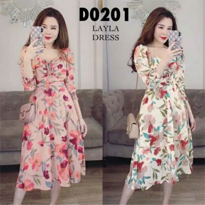 dress floral korea