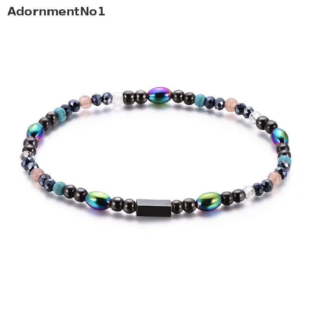 (AdornmentNo1) Gelang Kaki Manik-Manik Batu Hematite Magnetik Untuk Kesehatan / Menurunkan Berat Badan