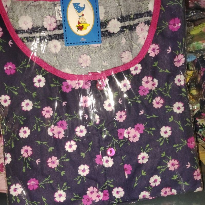 Piyama Cp set celana panjang Katun Motif Bunga Pretty girl-KODE 29D NAVY